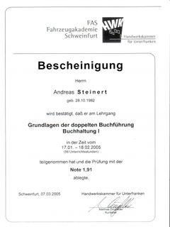 Beischeinigung doppelte Buchführung