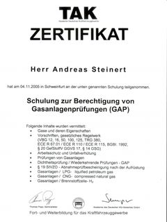 GAP Bescheinigung