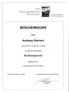 Klimatechnik Bescheinigung